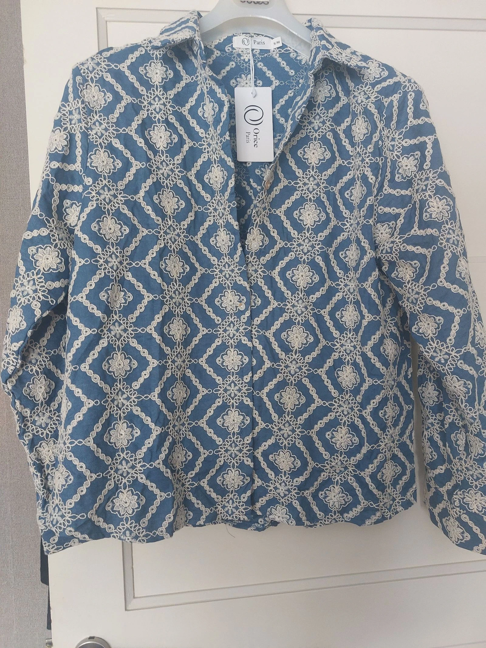 Chemise jeans broderie 